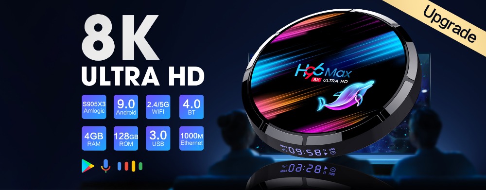 Set-Top-TV-Box-4G-DDR3-USB-30-Bluetooth-40-Android-90-9-OS-4K-4096x2160-H96-Smar